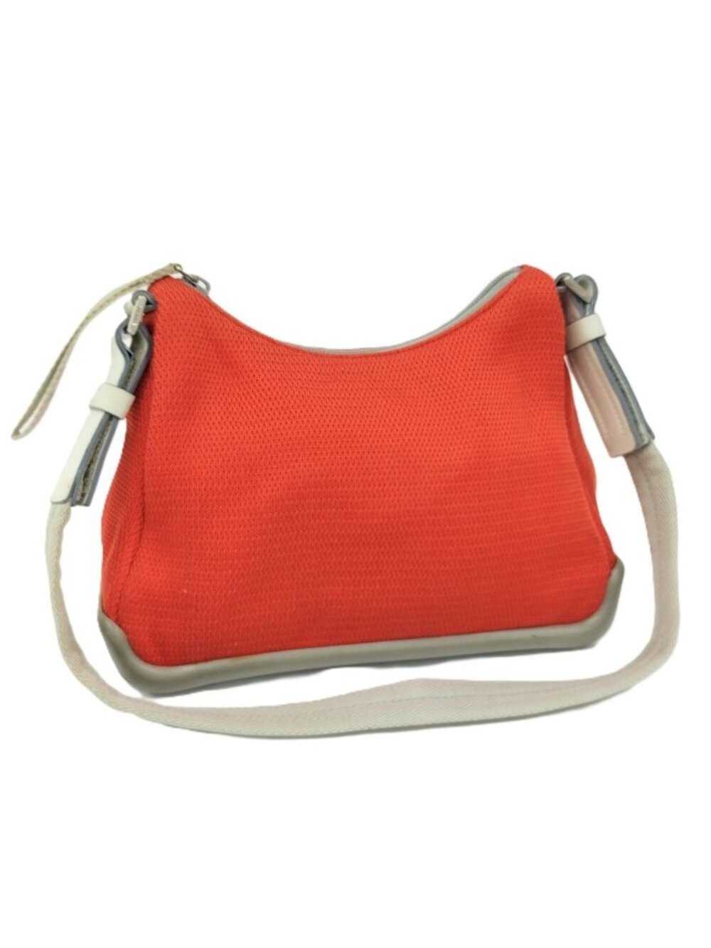 Prada Sports Shoulder Bag Mesh Cloth Rubber Orange